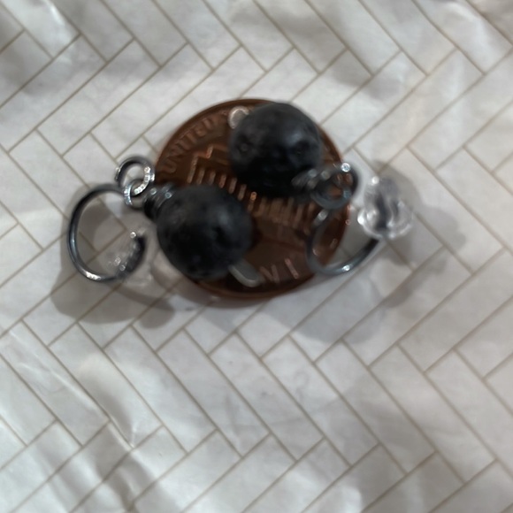 OXIDIZED 925 Sterling Silver Oil Diffuser Genuine Lava Round Stone - Picture 3 of 4